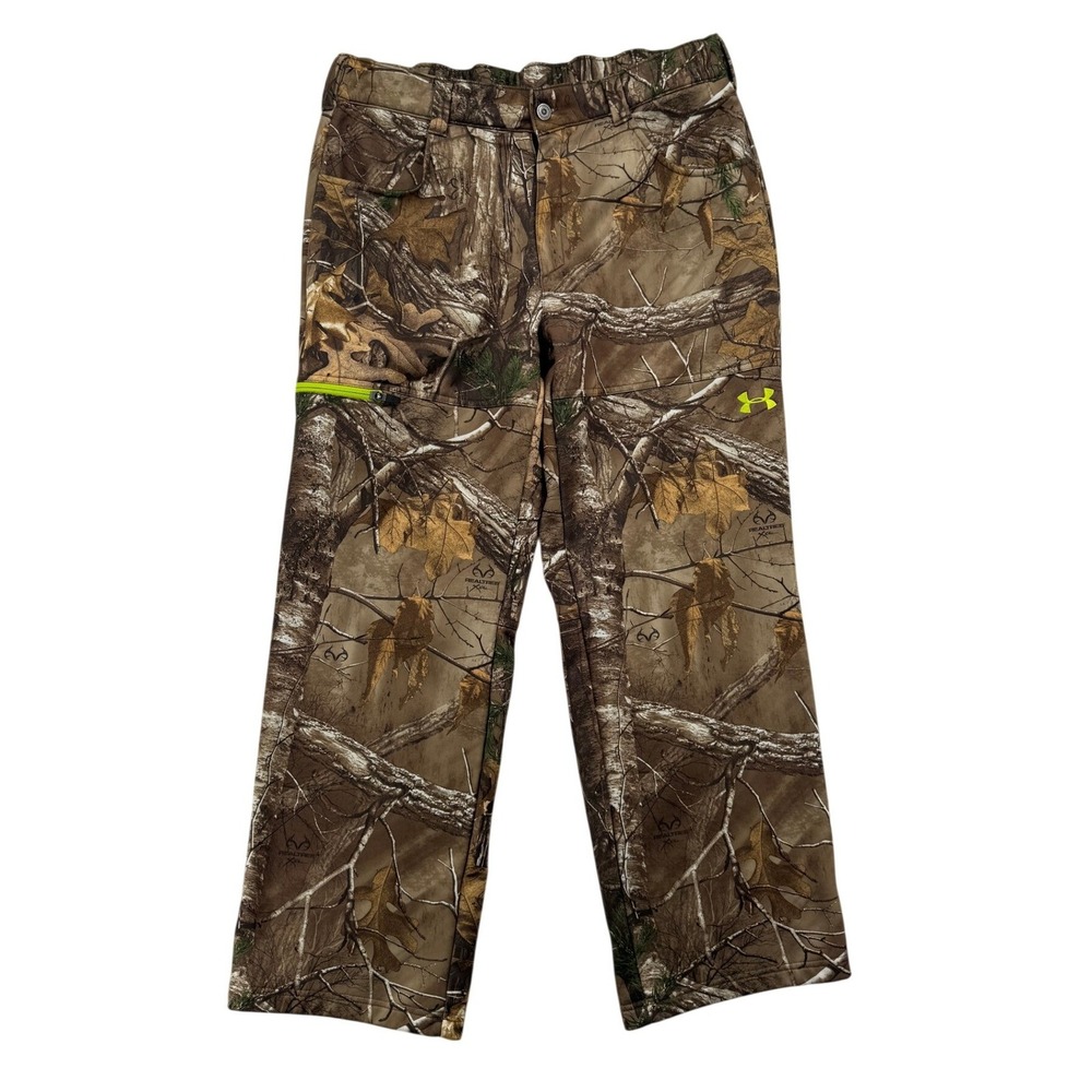 Under Armour Pants Mens 34x29 Brown Realtree Camo Scent Control Fleece Excellent